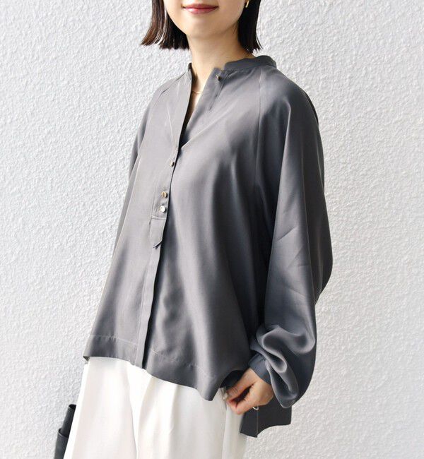 SHIPS for women「〈手洗い可能〉メタル ボタン シャンブレー ブラウス」|シャツ・ブラウス|