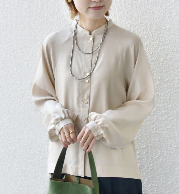 SHIPS for women「〈手洗い可能〉メタル ボタン シャンブレー ブラウス」|シャツ・ブラウス|ベージュ