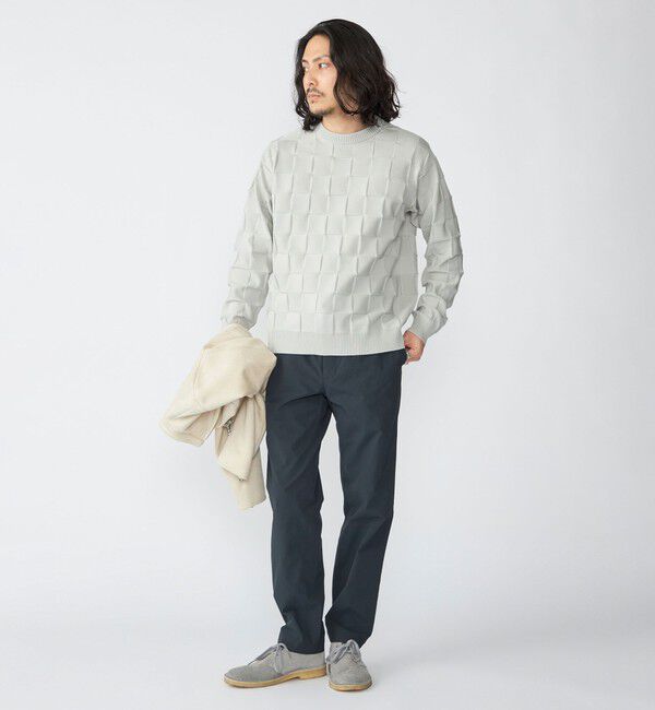 SHIPS「SHIPS: 〈手洗い可能〉Amossa(R) シャンティ ブロック リンクス編み 長袖 ニット」|ニット・セーター|