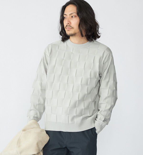 SHIPS「SHIPS: 〈手洗い可能〉Amossa(R) シャンティ ブロック リンクス編み 長袖 ニット」|ニット・セーター|