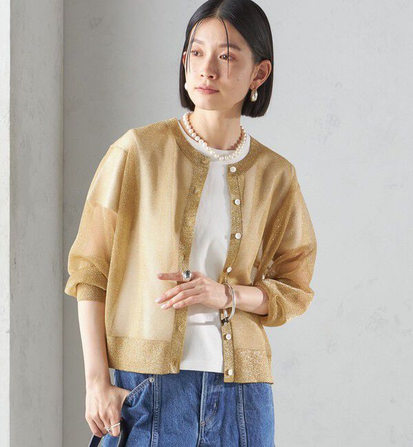 SHIPS for women「〈手洗い可能〉イタリーヤーン ラメ ショート カーディガン」|カーディガン|