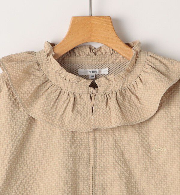 SHIPS KIDS「SHIPS KIDS:140～150cm /〈UVカット/洗濯機可能〉フリル パーカ」|ブルゾン・スタジャン|