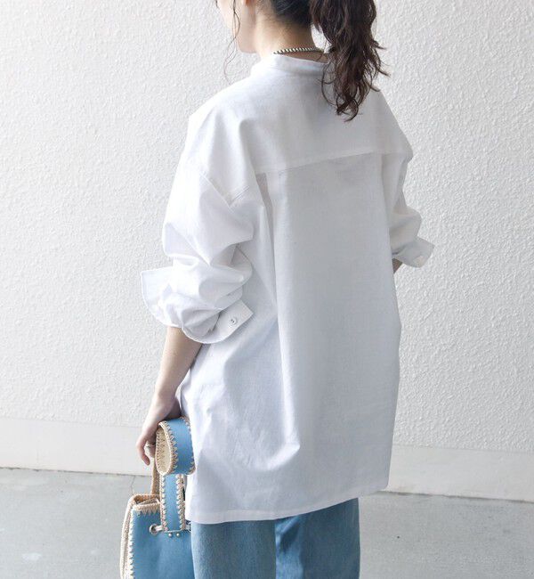 SHIPS any「【WEB限定】SHIPS any: 〈洗濯機可能〉リネン ミックス スタンドカラー ポケット シャツ 25SS」|シャツ・ブラウス|