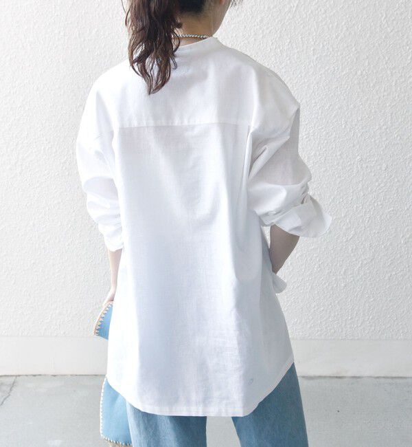 SHIPS any「【WEB限定】SHIPS any: 〈洗濯機可能〉リネン ミックス スタンドカラー ポケット シャツ 25SS」|シャツ・ブラウス|