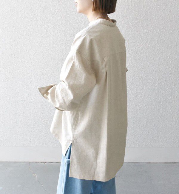 SHIPS any「【WEB限定】SHIPS any: 〈洗濯機可能〉リネン ミックス スタンドカラー ポケット シャツ 25SS」|シャツ・ブラウス|