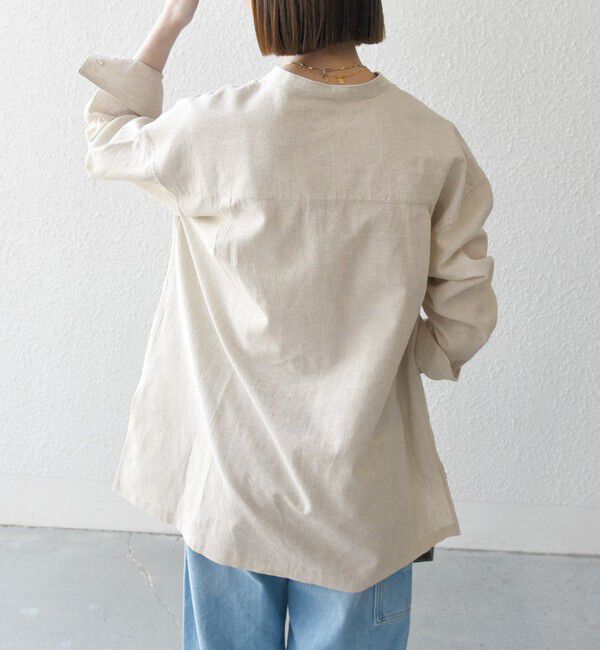 SHIPS any「【WEB限定】SHIPS any: 〈洗濯機可能〉リネン ミックス スタンドカラー ポケット シャツ 25SS」|シャツ・ブラウス|