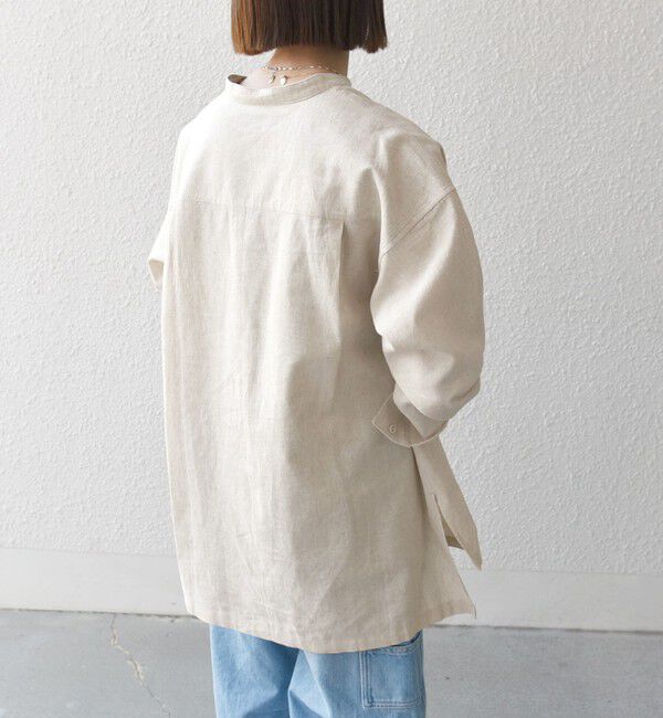 SHIPS any「【WEB限定】SHIPS any: 〈洗濯機可能〉リネン ミックス スタンドカラー ポケット シャツ 25SS」|シャツ・ブラウス|