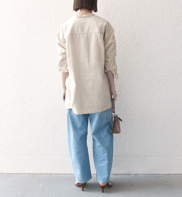 SHIPS any「【WEB限定】SHIPS any: 〈洗濯機可能〉リネン ミックス スタンドカラー ポケット シャツ 25SS」|シャツ・ブラウス|