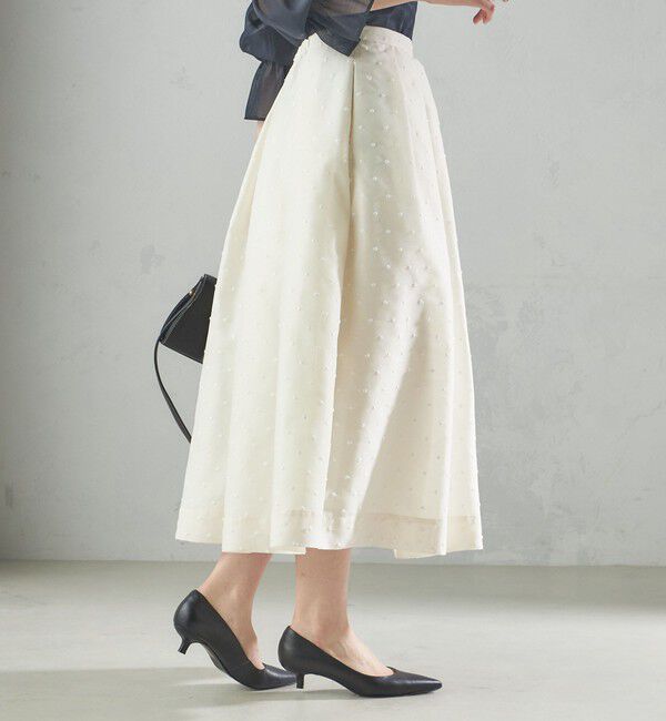 SHIPS for women「〈手洗い可能〉オーガンジー ドット 刺繍 フレア スカート」|スカート|