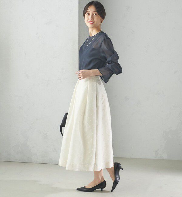 SHIPS for women「〈手洗い可能〉オーガンジー ドット 刺繍 フレア スカート」|スカート|