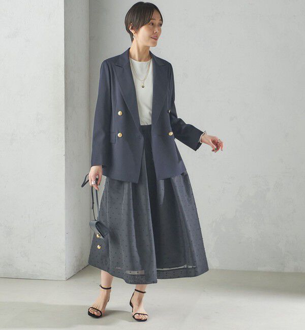 SHIPS for women「〈手洗い可能〉オーガンジー ドット 刺繍 フレア スカート」|スカート|