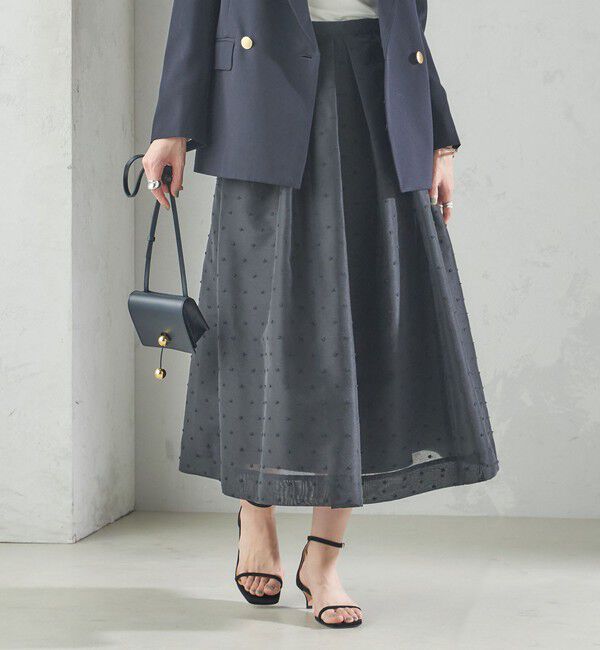 SHIPS for women「〈手洗い可能〉オーガンジー ドット 刺繍 フレア スカート」|スカート|