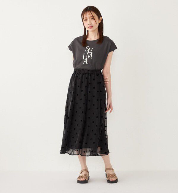 SHIPS Colors 「SHIPS Colors:オーガンジー ドット フレア スカート」|フレア|