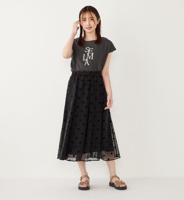 SHIPS Colors 「SHIPS Colors:オーガンジー ドット フレア スカート」|フレア|