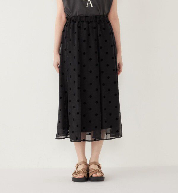 SHIPS Colors 「SHIPS Colors:オーガンジー ドット フレア スカート」|フレア|