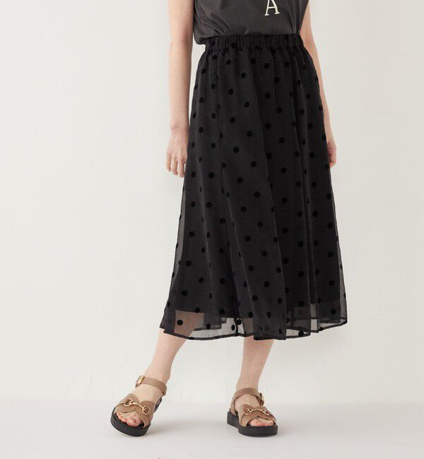 SHIPS Colors 「SHIPS Colors:オーガンジー ドット フレア スカート」|フレア|