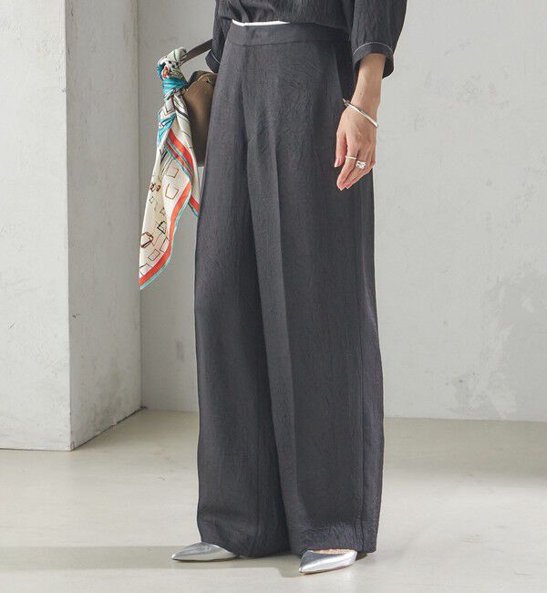 SHIPS for women「〈接触冷感/吸水速乾〉アセテート ワッシャー ウエスト デザイン パンツ」|スラックス|