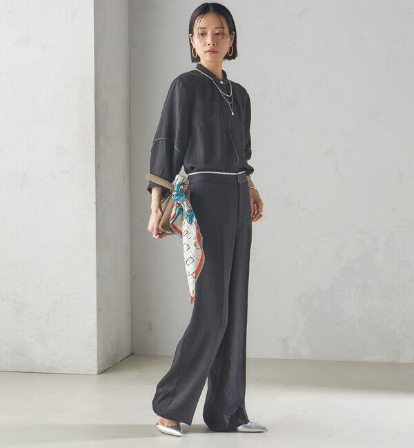 SHIPS for women「〈接触冷感/吸水速乾〉アセテート ワッシャー ウエスト デザイン パンツ」|スラックス|