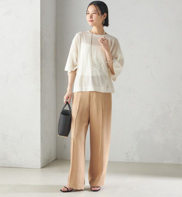 SHIPS for women「〈接触冷感/吸水速乾〉アセテート ワッシャー ウエスト デザイン パンツ」|スラックス|