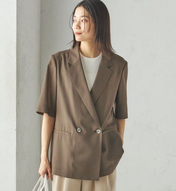 SHIPS for women「〈手洗い可能〉ダブル 半袖 ジャケット」|テーラードジャケット|