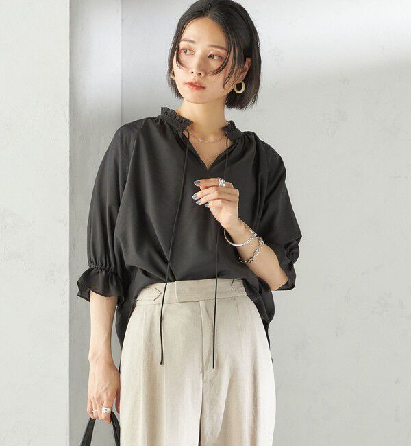 SHIPS for women「〈洗濯機可能〉前後 2WAY フリル リボン シアー ブラウス」|シャツ・ブラウス|