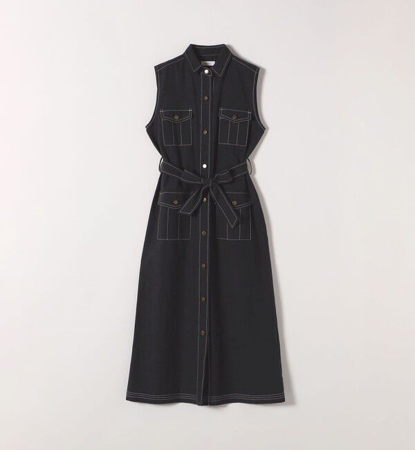 SHIPS any「SHIPS any:〈洗濯機可能〉オックス ステッチ ノースリーブ シャツ ワンピース」|ワンピース|