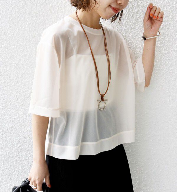 SHIPS for women「〈手洗い可能〉シアー トリコット ショート スリーブ プルオーバー」|Tシャツ・カットソー|オフホワイト