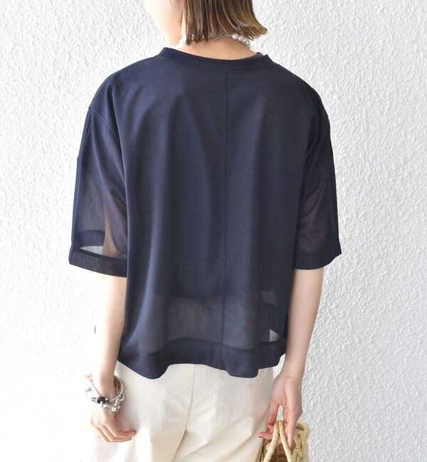 SHIPS for women「〈手洗い可能〉シアー トリコット ショート スリーブ プルオーバー」|Tシャツ・カットソー|