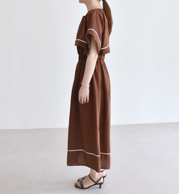 quaranciel「quaranciel:〈洗濯機可能〉ケープデザイン パイピング ワンピース」|ワンピース|