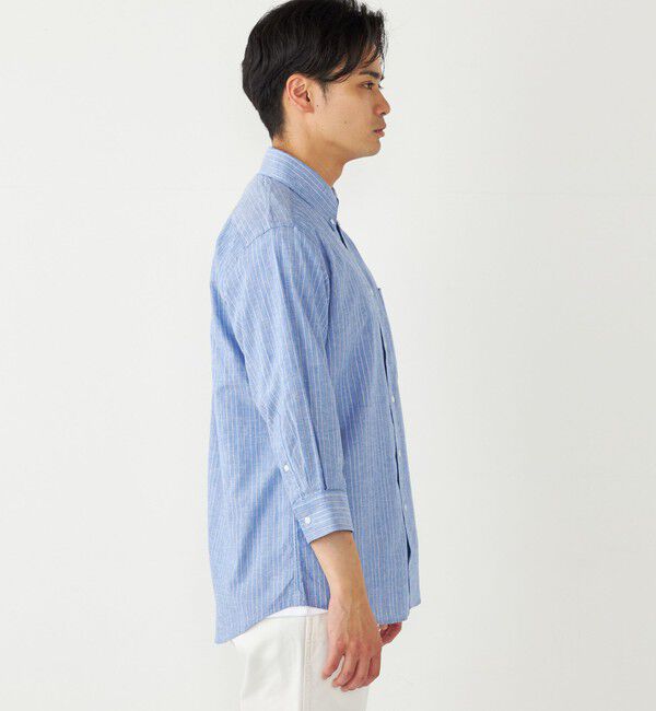SHIPS Colors 「SHIPS Colors:コットン リネン ストライプ 7分袖 シャツ」|シャツ・ブラウス|
