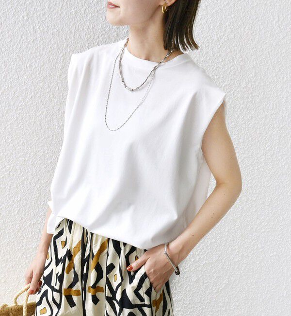 SHIPS for women「〈接触冷感〉ポンチ ノースリーブ プルオーバー」|Tシャツ・カットソー|ホワイト