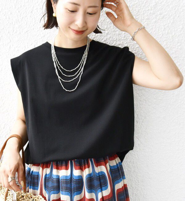 SHIPS for women「〈接触冷感〉ポンチ ノースリーブ プルオーバー」|Tシャツ・カットソー|ブラック