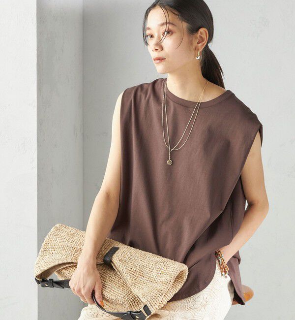 SHIPS for women「〈接触冷感〉ポンチ ノースリーブ プルオーバー」|Tシャツ・カットソー|ブラウン