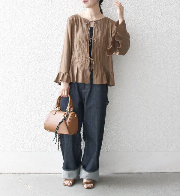 SHIPS any「SHIPS any:〈洗濯機可能〉ラッフル リボン ピンタック フレアスリーブ ブラウス」|シャツ・ブラウス|