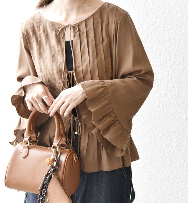 SHIPS any「SHIPS any:〈洗濯機可能〉ラッフル リボン ピンタック フレアスリーブ ブラウス」|シャツ・ブラウス|