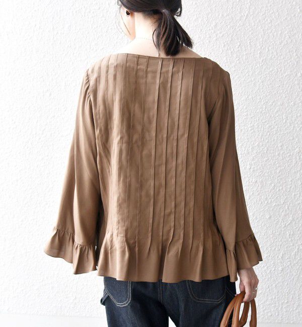 SHIPS any「SHIPS any:〈洗濯機可能〉ラッフル リボン ピンタック フレアスリーブ ブラウス」|シャツ・ブラウス|