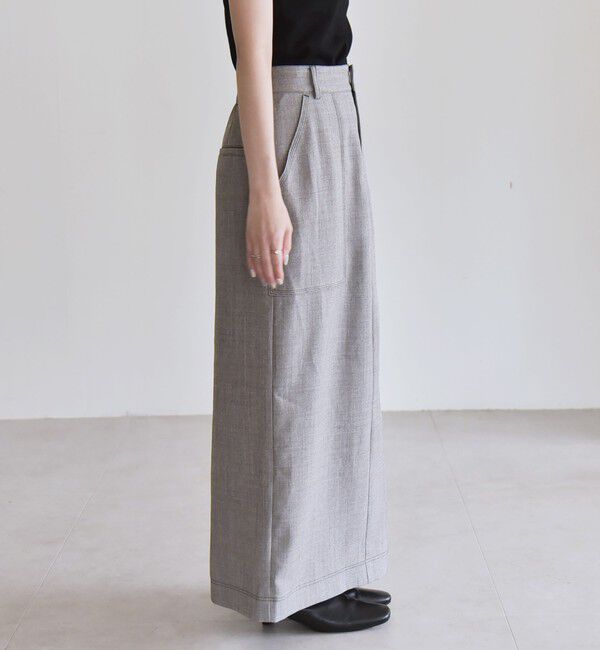quaranciel「quaranciel:〈洗濯機可能〉ウーステッド ステッチ Iライン ロング スカート」|スカート|