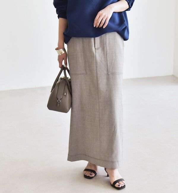 quaranciel「quaranciel:〈洗濯機可能〉ウーステッド ステッチ Iライン ロング スカート」|スカート|