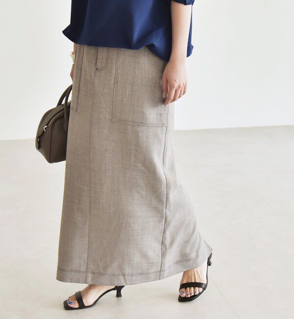 quaranciel「quaranciel:〈洗濯機可能〉ウーステッド ステッチ Iライン ロング スカート」|スカート|
