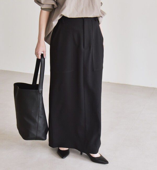 quaranciel「quaranciel:〈洗濯機可能〉ウーステッド ステッチ Iライン ロング スカート」|スカート|