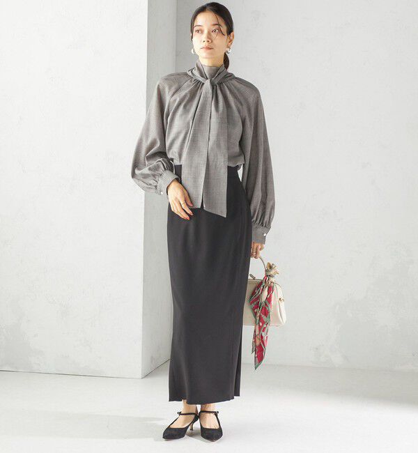 SHIPS for women「〈手洗い可能〉ウール混 シアー ボイル リボン ブラウス」|シャツ・ブラウス|