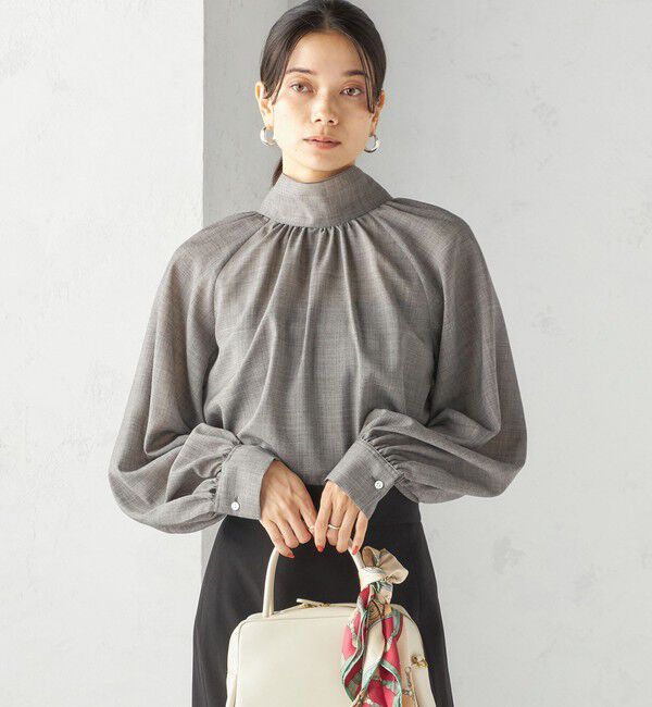 SHIPS for women「〈手洗い可能〉ウール混 シアー ボイル リボン ブラウス」|シャツ・ブラウス|