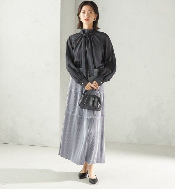 SHIPS for women「〈手洗い可能〉ウール混 シアー ボイル リボン ブラウス」|シャツ・ブラウス|