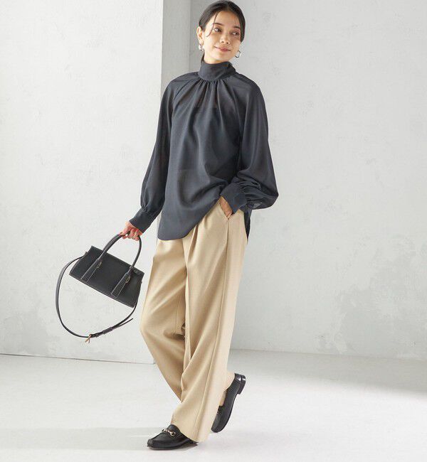 SHIPS for women「〈手洗い可能〉ウール混 シアー ボイル リボン ブラウス」|シャツ・ブラウス|