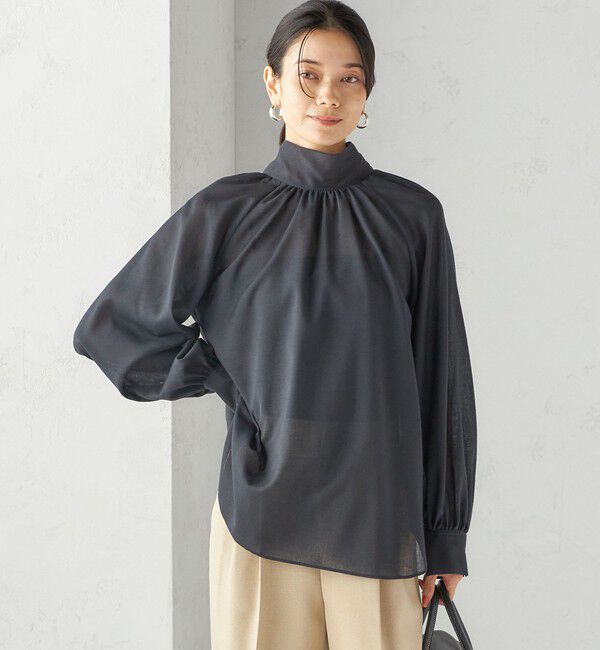 SHIPS for women「〈手洗い可能〉ウール混 シアー ボイル リボン ブラウス」|シャツ・ブラウス|