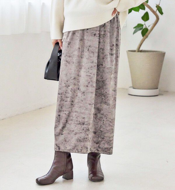 SHIPS for women「〈手洗い可能〉スノー クラッシュ ポリエステル ベロア ウエスト ゴム スカート」|スカート|