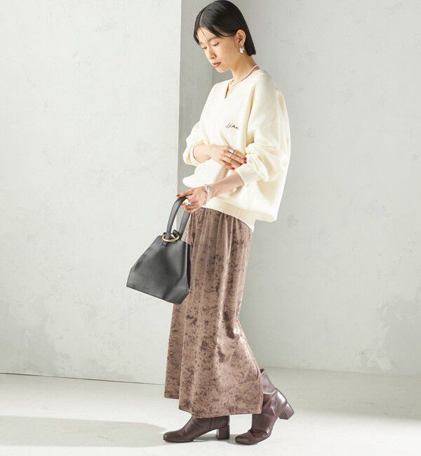 SHIPS for women「〈手洗い可能〉スノー クラッシュ ポリエステル ベロア ウエスト ゴム スカート」|スカート|