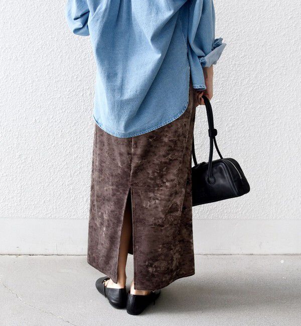 SHIPS for women「〈手洗い可能〉スノー クラッシュ ポリエステル ベロア ウエスト ゴム スカート」|スカート|