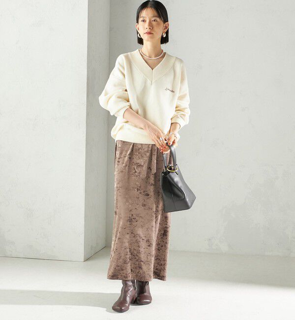 SHIPS for women「〈手洗い可能〉スノー クラッシュ ポリエステル ベロア ウエスト ゴム スカート」|スカート|