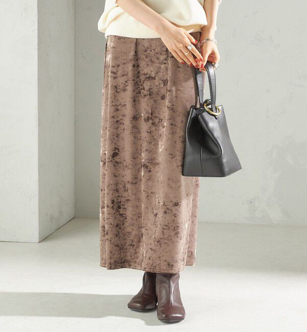 SHIPS for women「〈手洗い可能〉スノー クラッシュ ポリエステル ベロア ウエスト ゴム スカート」|スカート|